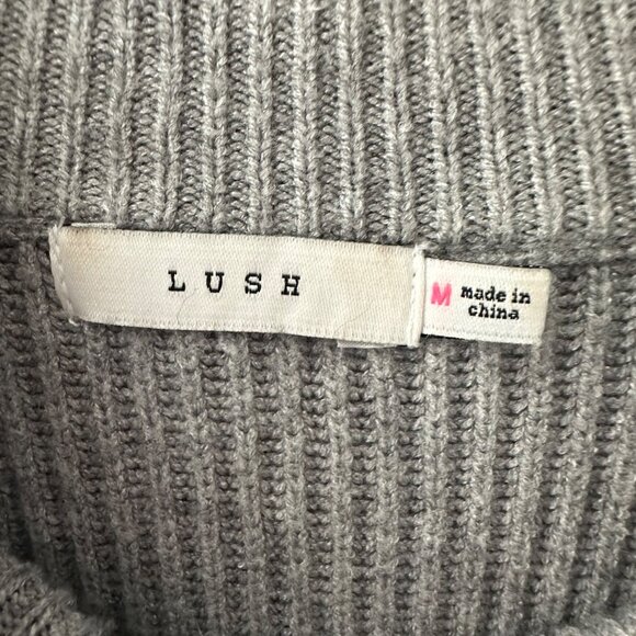 Lush Womens Medium Grey Ribbed Half-Zip Mock Neck Sweater Viscose Blend - Picture 4 of 8